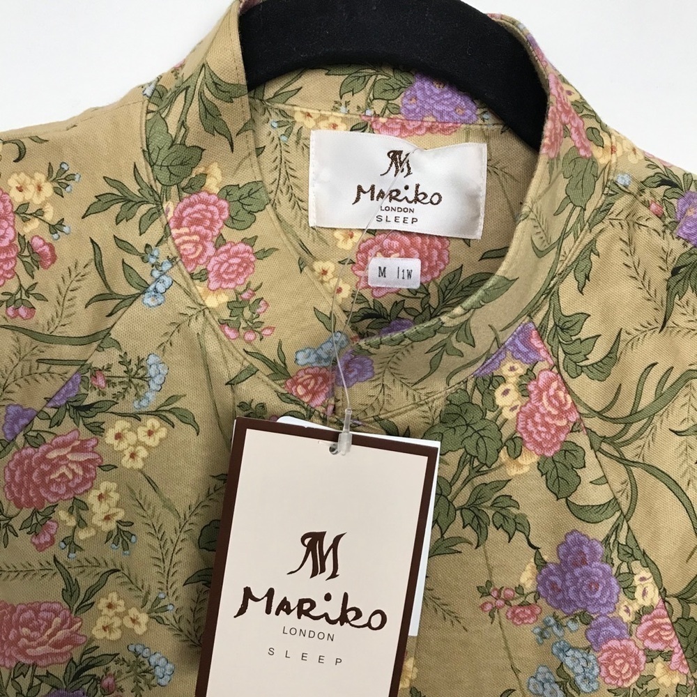 Mariko London Sleep Tan Floral Button Front Pajama Shirt - Picture 7 of 9